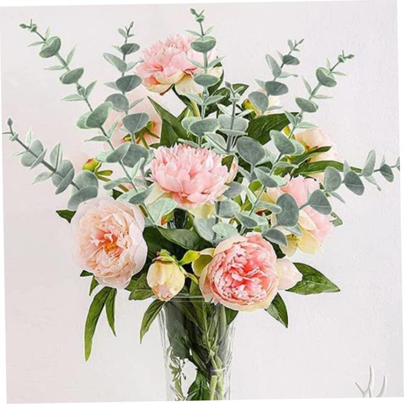 woobles 18 Pcs 15 Inch Artificial Eucalyptus Leaves Stems Branches Outdoor Simulation Greenery Plants Tall Faux Real Touch Decor for Wedding Bouquet Vase Floral Arrangement Home Filler Jungle Theme - Image 5